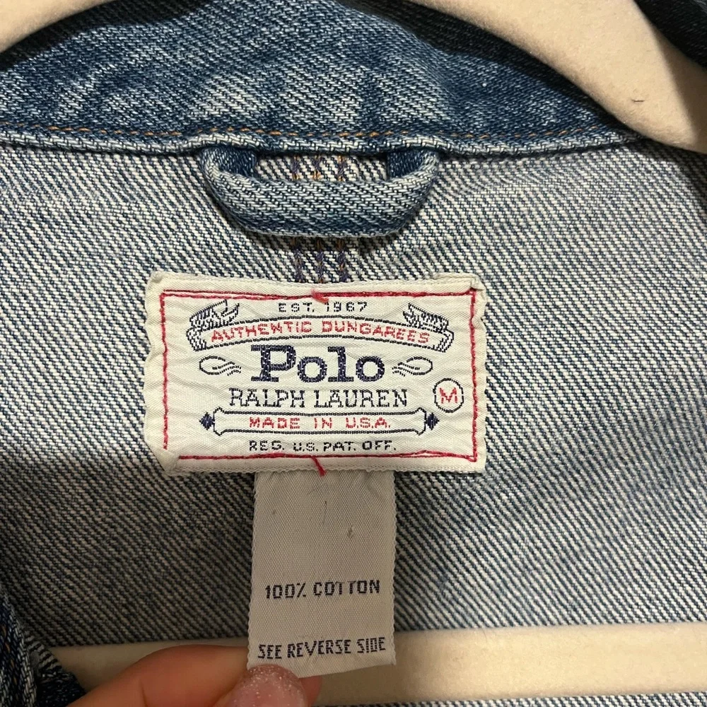 Rare Vintage Polo Ralph Lauren Dungarees Denim Jacket Size M Made In USA - Picture 2 of 11